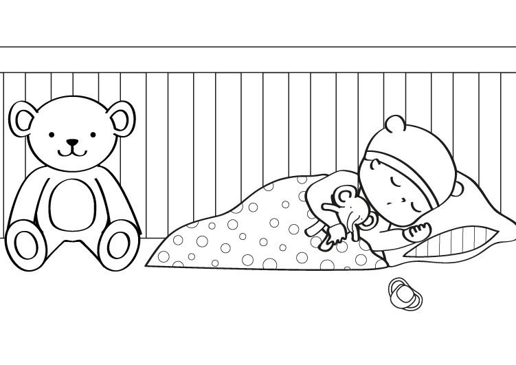 Bebé durmiendo: dibujo para colorear e imprimir
