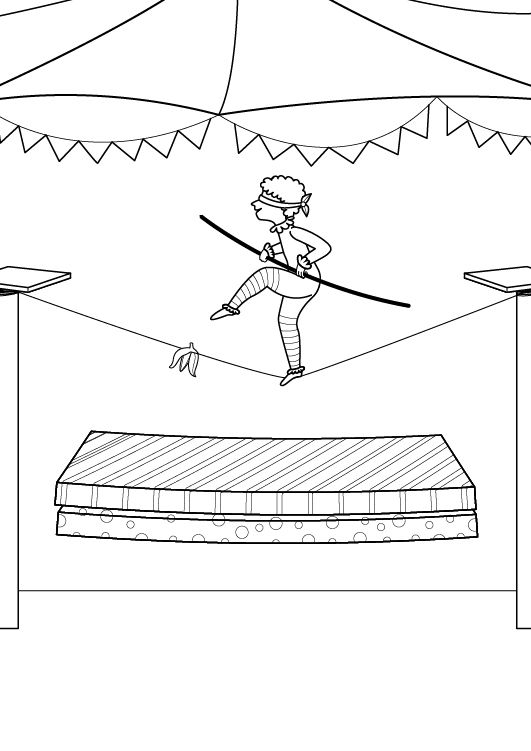 Equilibrista en apuros: dibujo para colorear e imprimir