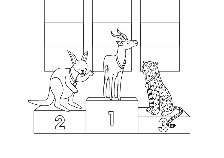 Olimpiada animal: dibujo para colorear e imprimir