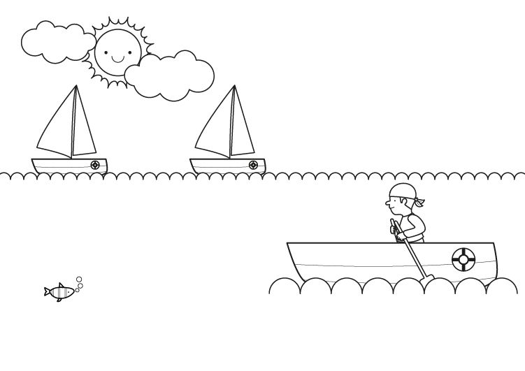 Barco sin vela: dibujo para colorear e imprimir