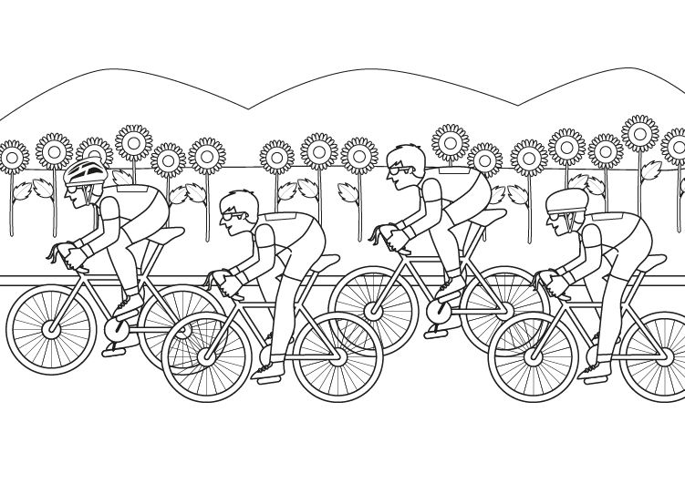 Carrera ciclista dibujo para colorear e imprimir