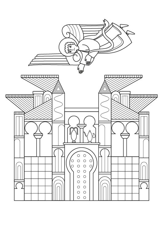 Miniatura medieval: dibujo para colorear e imprimir