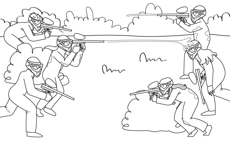 Paintball: dibujo para colorear e imprimir