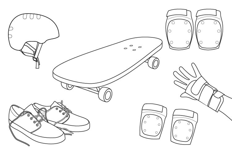 Skateboard: dibujo para colorear e imprimir