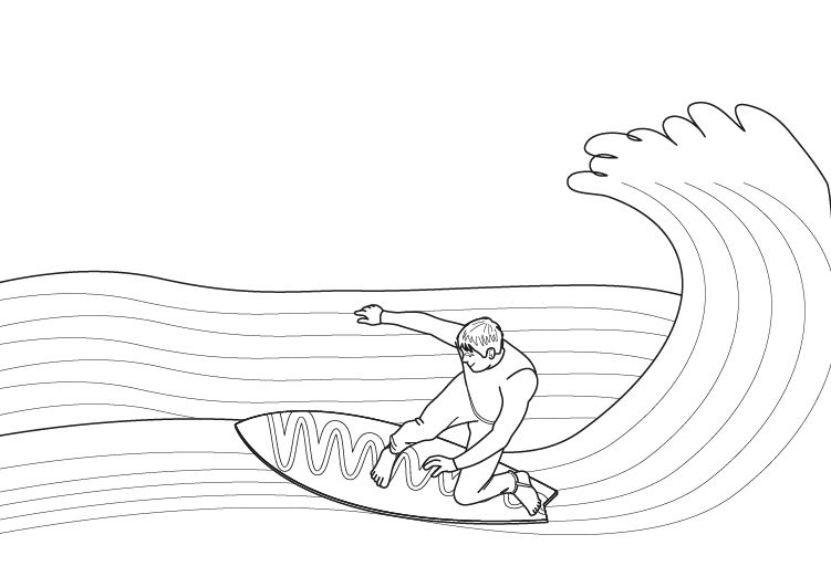 Surf: dibujo para colorear e imprimir