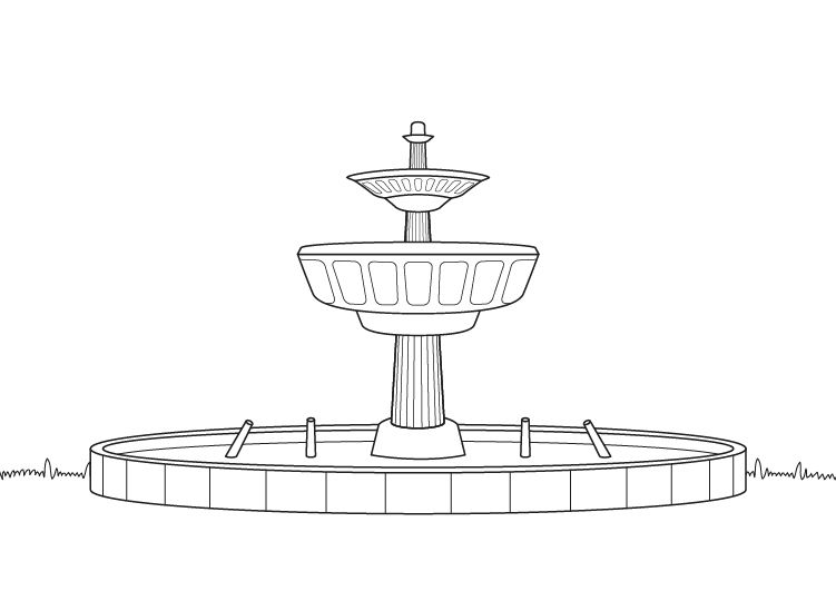 Fuente luminosa: dibujo para colorear e imprimir