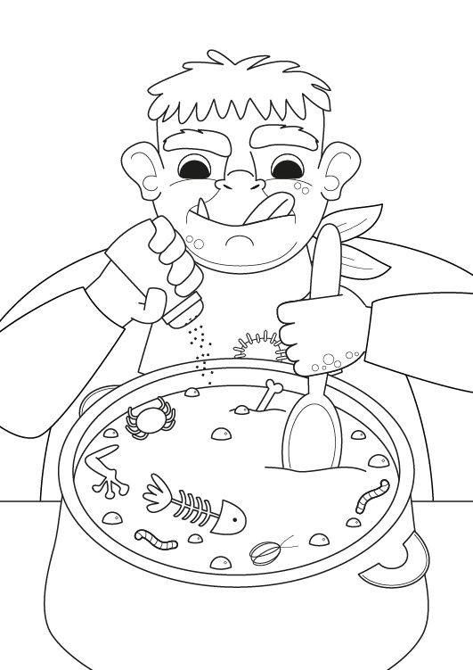 Comida del ogro: dibujo para colorear e imprimir