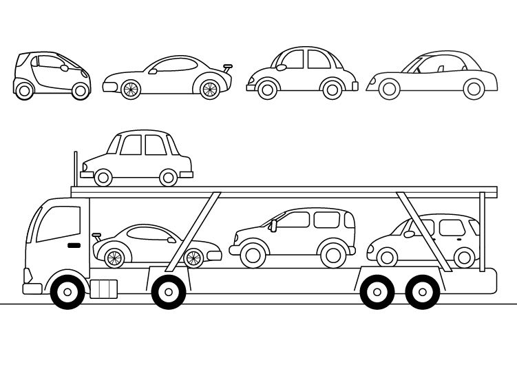 Camión portacoches: dibujo para colorear e imprimir