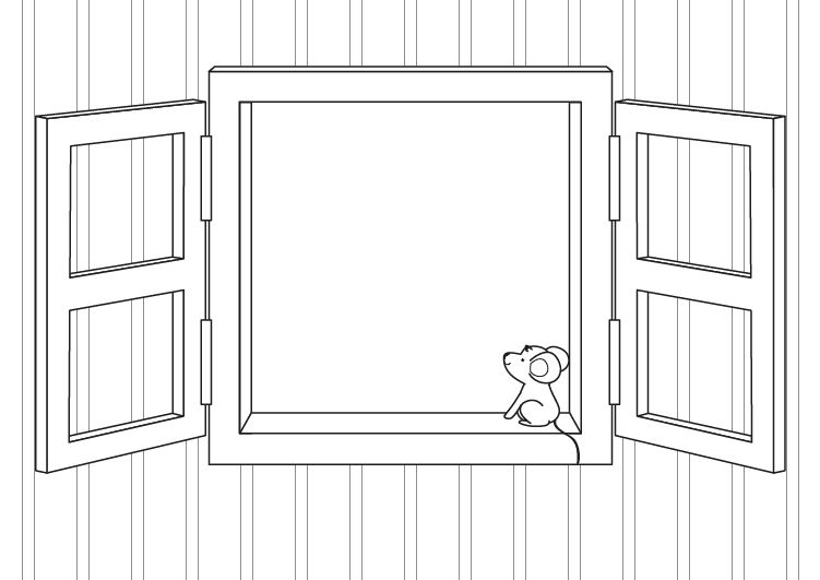 Ventana: dibujo para colorear e imprimir