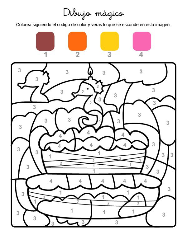 Dibujo mágico cumpleaños 3: dibujo para colorear e imprimir