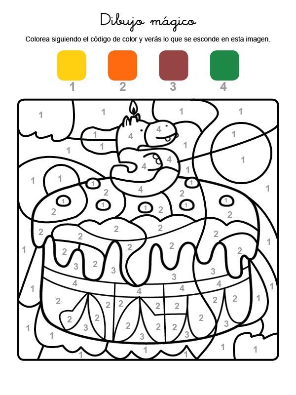 Dibujo cumpleaños 5: para colorear e