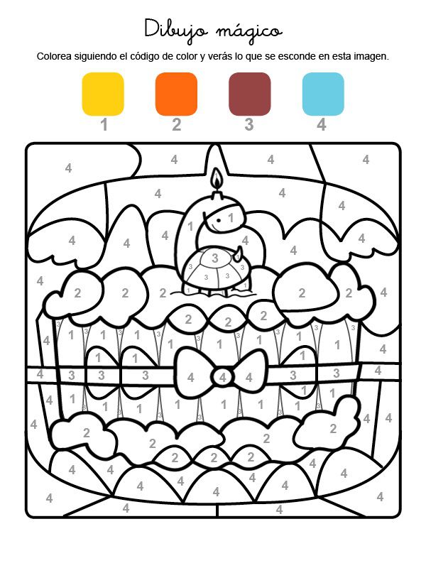 Dibujo mágico cumpleaños 6: dibujo para colorear e imprimir