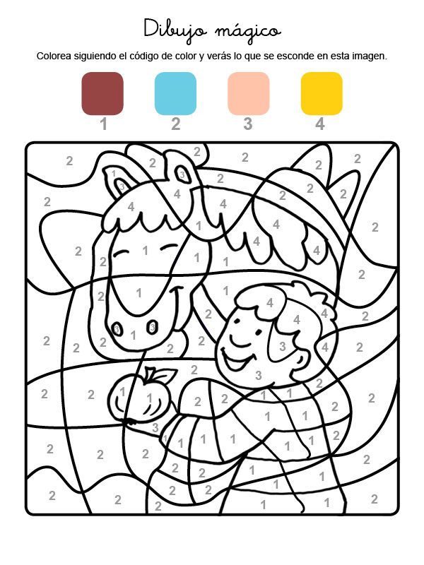 Dibujo mágico de un caballo: dibujo para colorear e imprimir