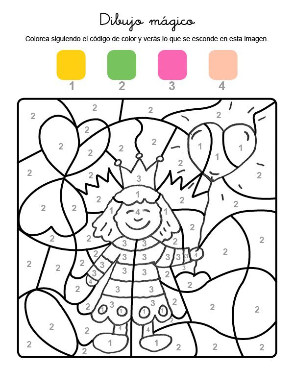 Dibujo mágico de una princesa: dibujo para colorear e imprimir