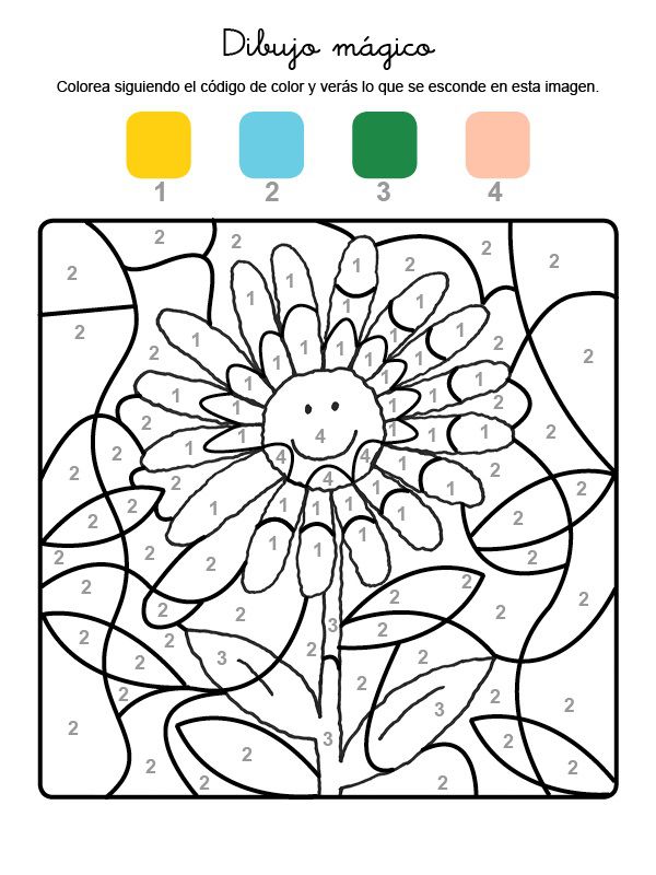 Dibujo mágico de una margarita: dibujo para colorear e imprimir