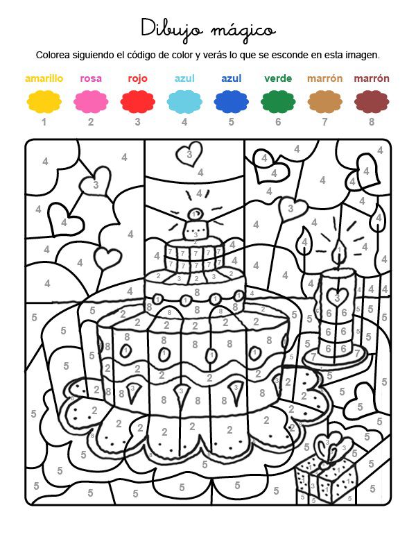 Dibujo mágico de una tarta: dibujo para colorear e imprimir