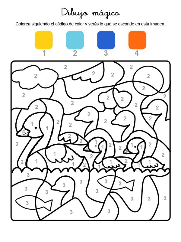 imperdonable Pórtico asistente Dibujo mágico de patitos: dibujo para colorear e imprimir