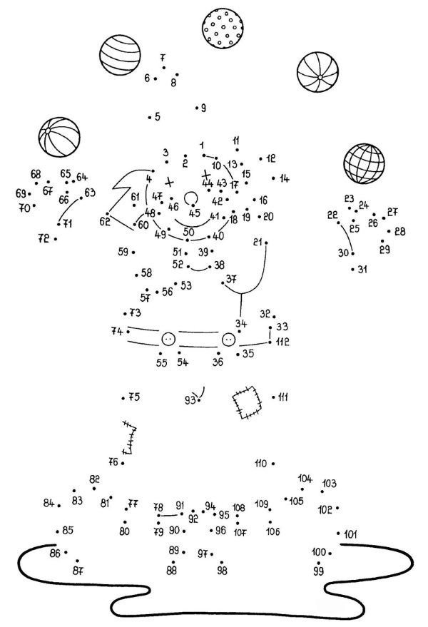 Dibujo de unir puntos de un payaso: dibujo para colorear e imprimir