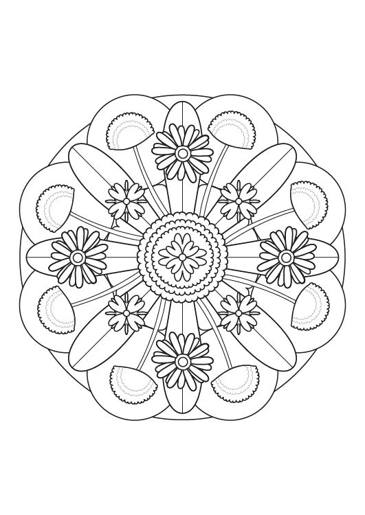 Mandala floral: dibujo para colorear e imprimir