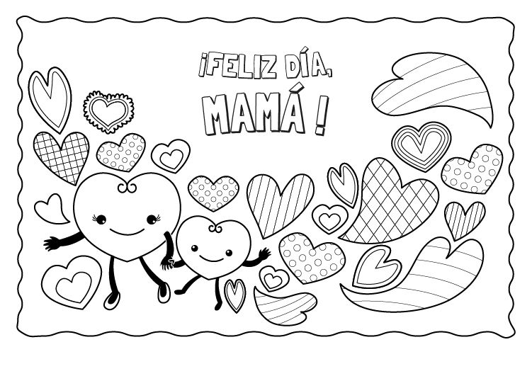 Feliz día, mamá!: dibujo para colorear e imprimir