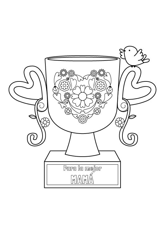 Trofeo para mamá: dibujo para colorear e imprimir