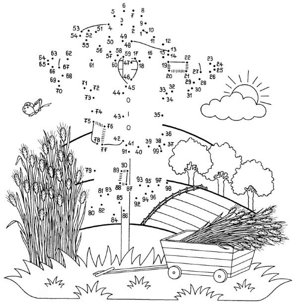 Dibujo de unir puntos de espantapajaro: dibujo para colorear e imprimir