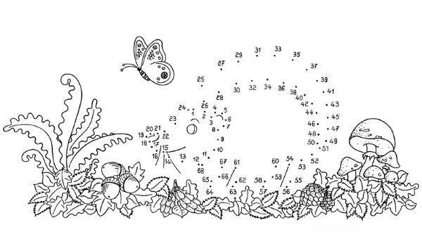 Dibujo de unir puntos de erizo: dibujo para colorear e imprimir