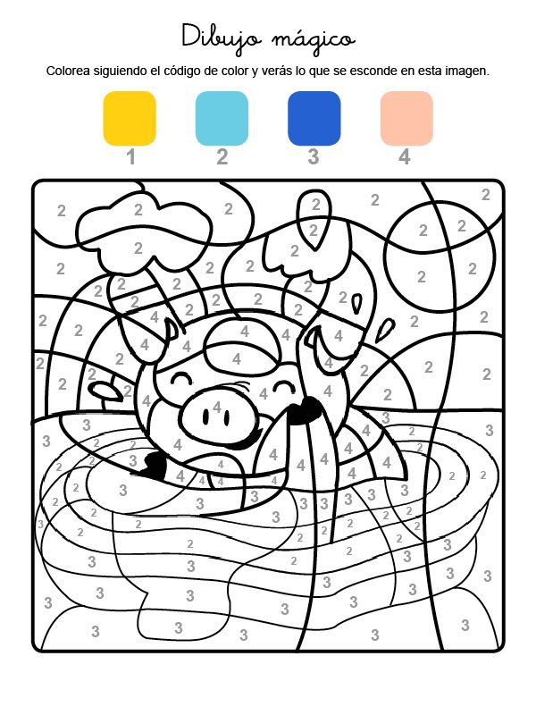 Dibujo mágico de un cerdito: dibujo para colorear e imprimir