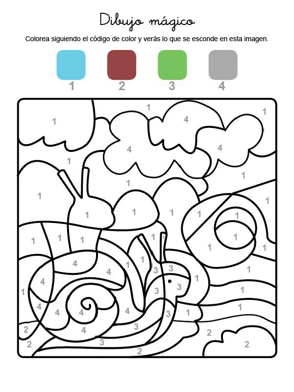 Dibujo mágico de un caracol: dibujo para colorear e imprimir