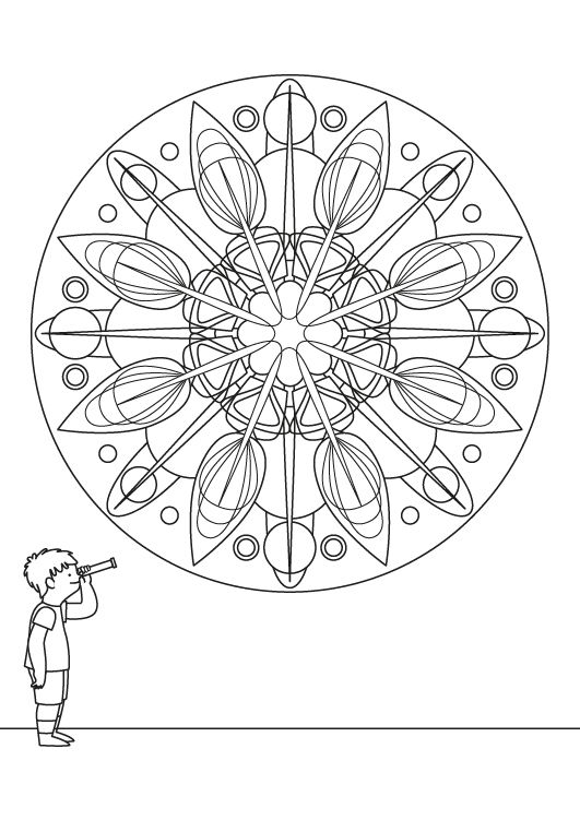 Mandala caleidoscópico: dibujo para colorear e imprimir