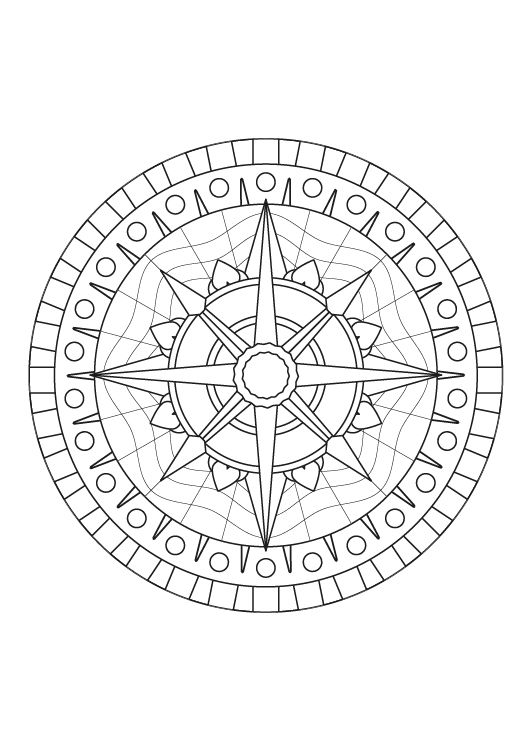 Mandala rosa de los vientos: dibujo para colorear e imprimir