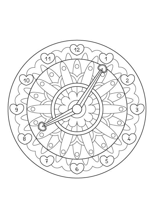 Mandala reloj: dibujo para colorear e imprimir