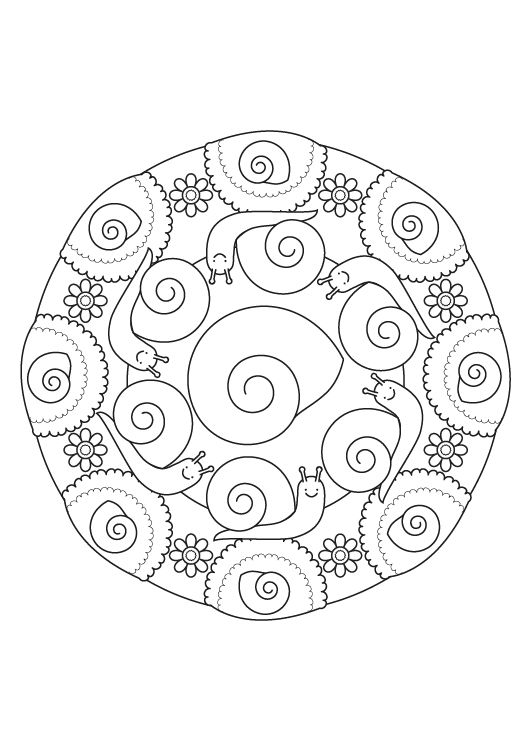 Mandala caracol: dibujo para colorear e imprimir