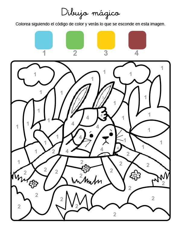 Dibujo mágico de un conejo: dibujo para colorear e imprimir