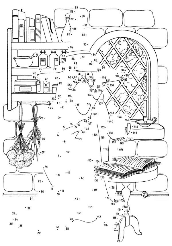 Dibujo de unir puntos de un mago: dibujo para colorear e imprimir