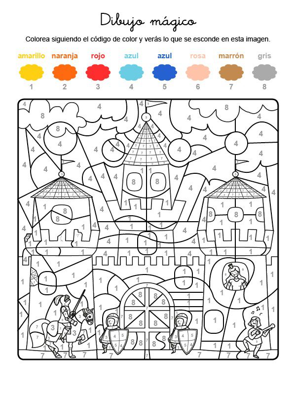 Dibujo mágico de una fortaleza: dibujo para colorear e imprimir