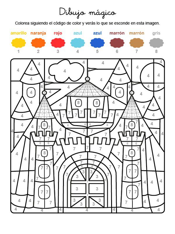 Dibujo mágico de un castillo: dibujo para colorear e imprimir