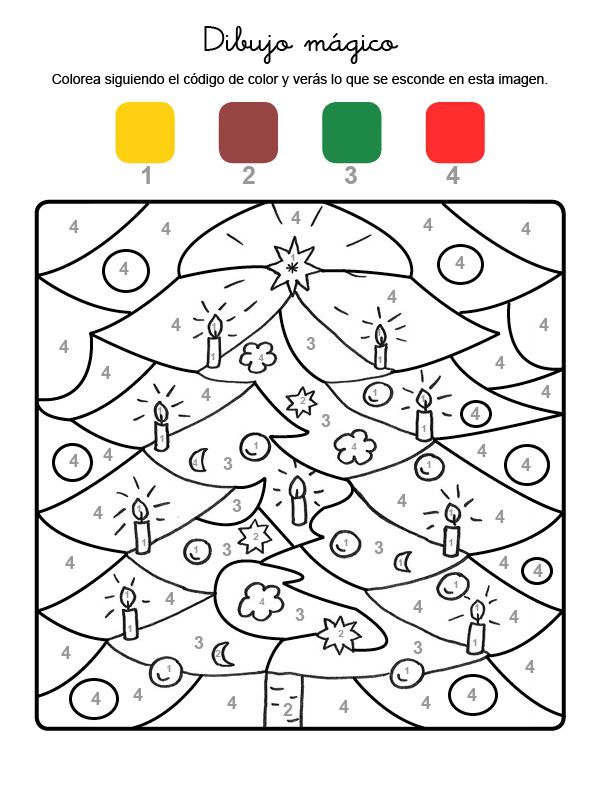 Dibujo mágico de adornos de Navidad: dibujo para colorear e imprimir