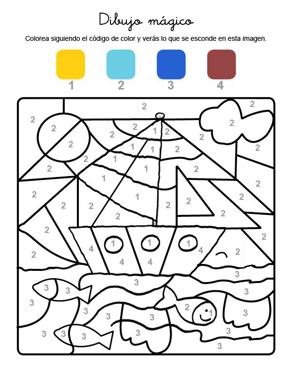 Dibujo mágico de un velero: dibujo para colorear e imprimir