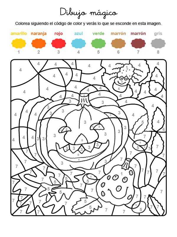 Dibujo mágico de calabaza y araña: dibujo para colorear e imprimir