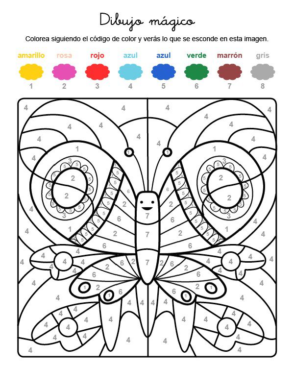 Dibujo mágico de una mariposa: dibujo para colorear e imprimir