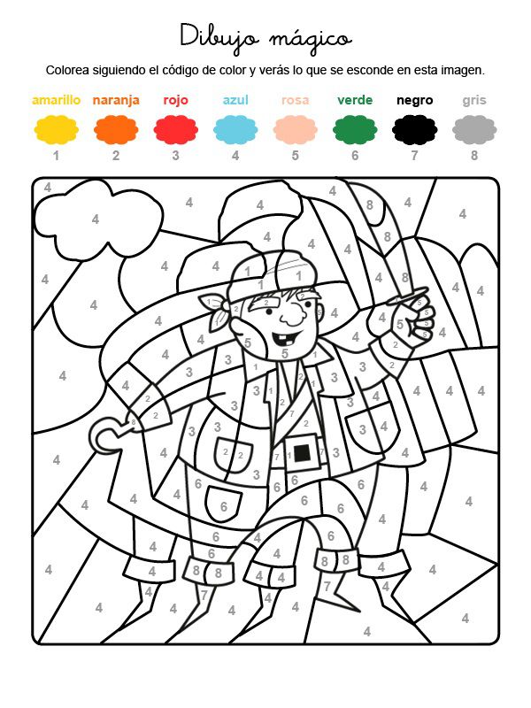Dibujo mágico de un pirata: dibujo para colorear e imprimir