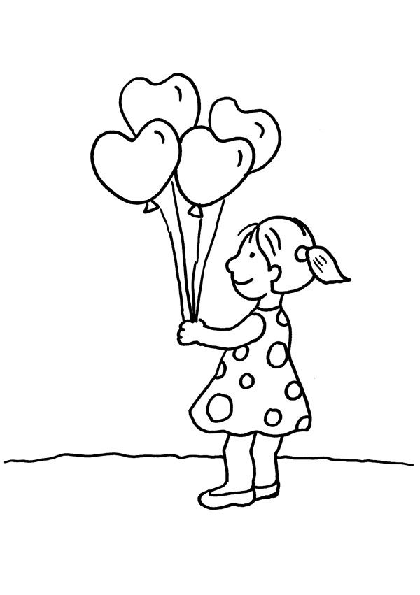 Globos con forma de corazones: dibujo para colorear e imprimir