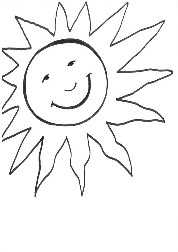 Sol sonriendo: dibujo para colorear e imprimir