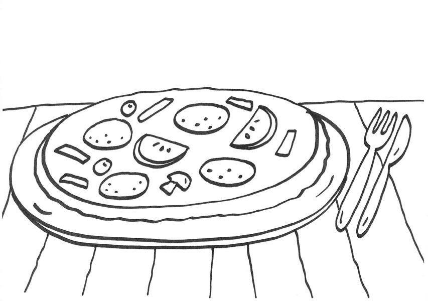 Pizza: dibujo para colorear e imprimir