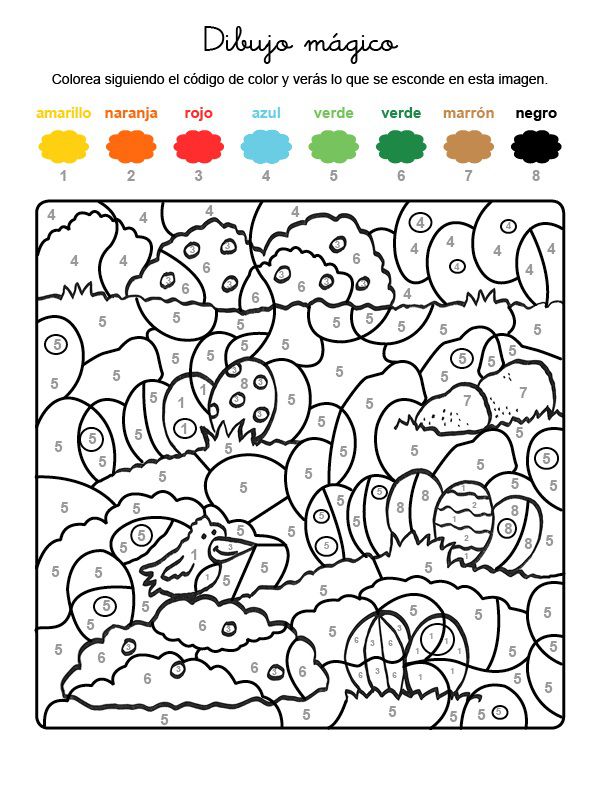 Juego de colorear por números para niños página para colorear con