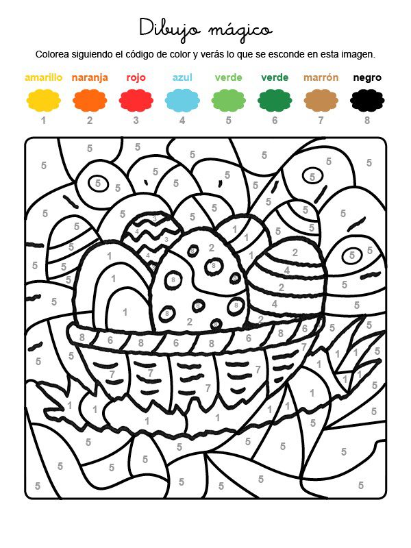 Dibujo mágico de huevos adornados: dibujo para colorear e imprimir