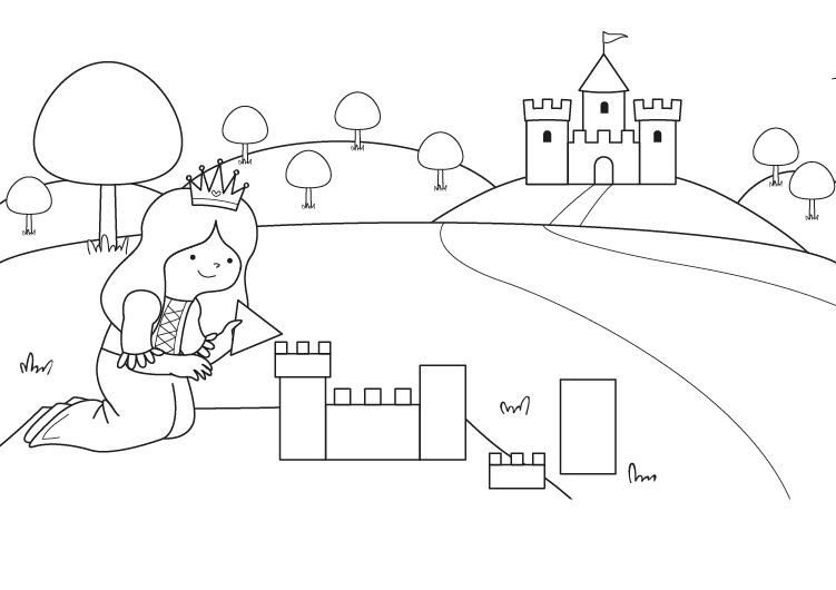 El castillo de la princesa: dibujo para colorear e imprimir