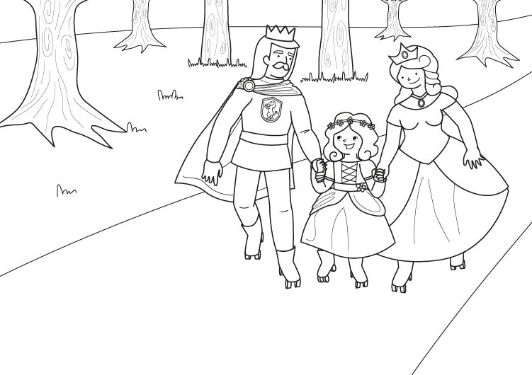 Princesa patinando: dibujo para colorear e imprimir