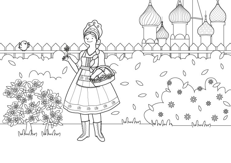 Princesa rusa: dibujo para colorear e imprimir